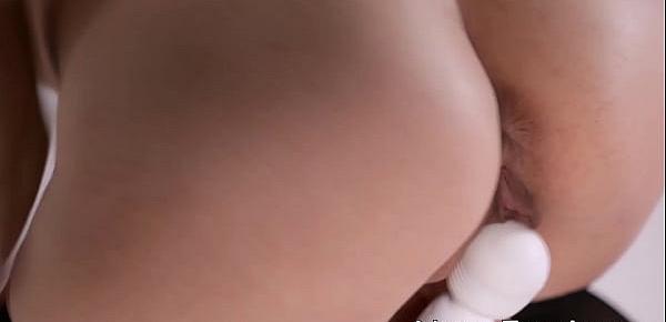  Fine chick uses a big dildo to achieve a nice massive orgasm
